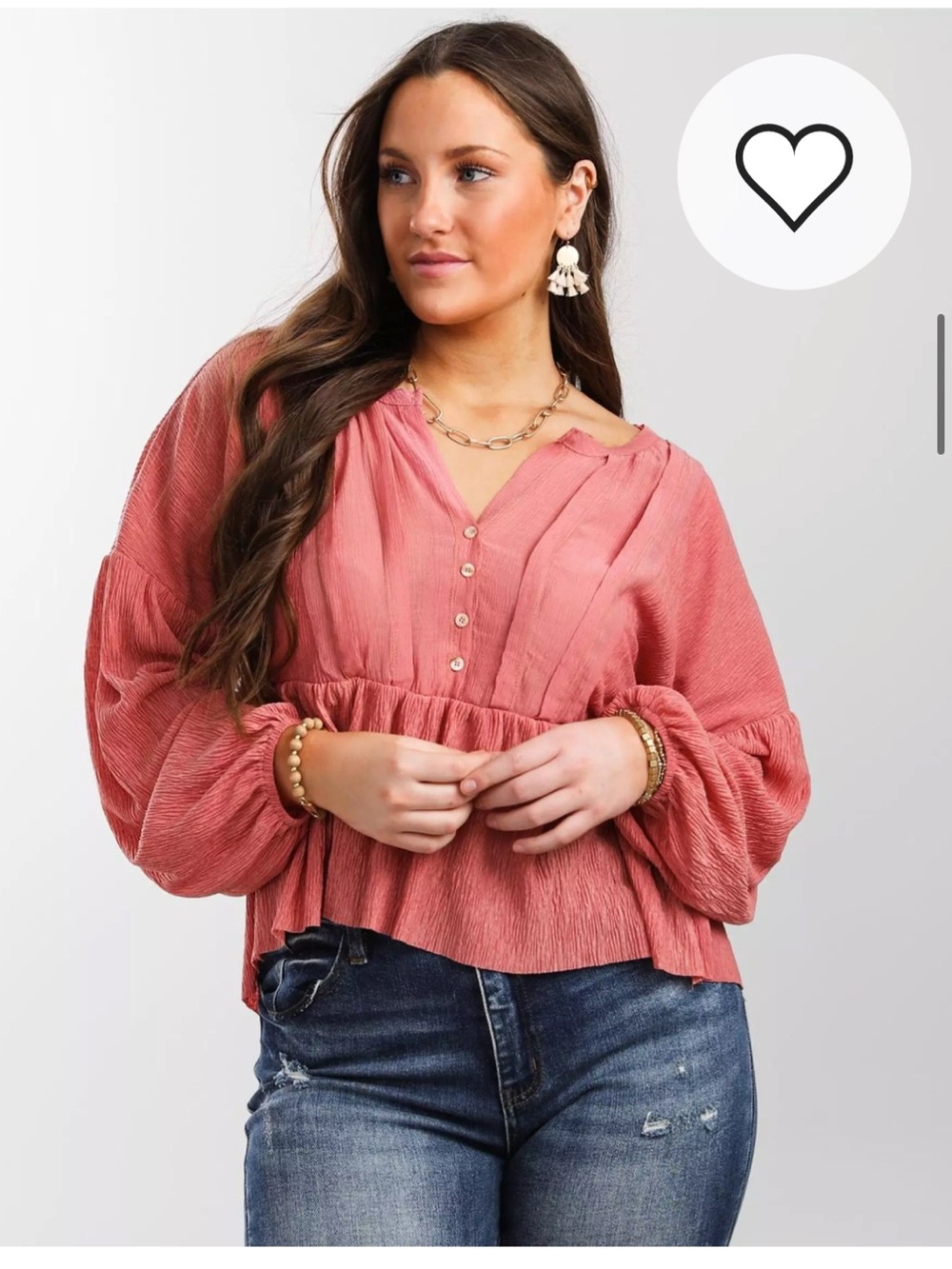 NWOT Blu Pepper Dusty Rose Babydoll Henley